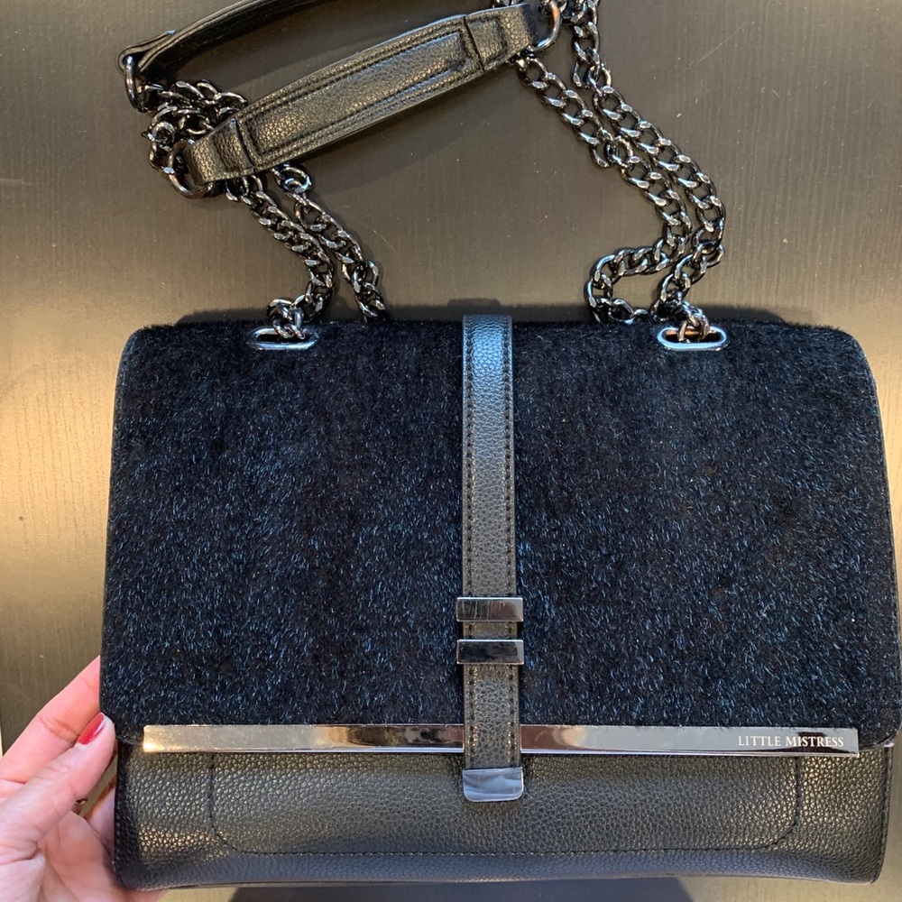 Little Mistress Pony Shoulder Bag w Gunmetal Chain